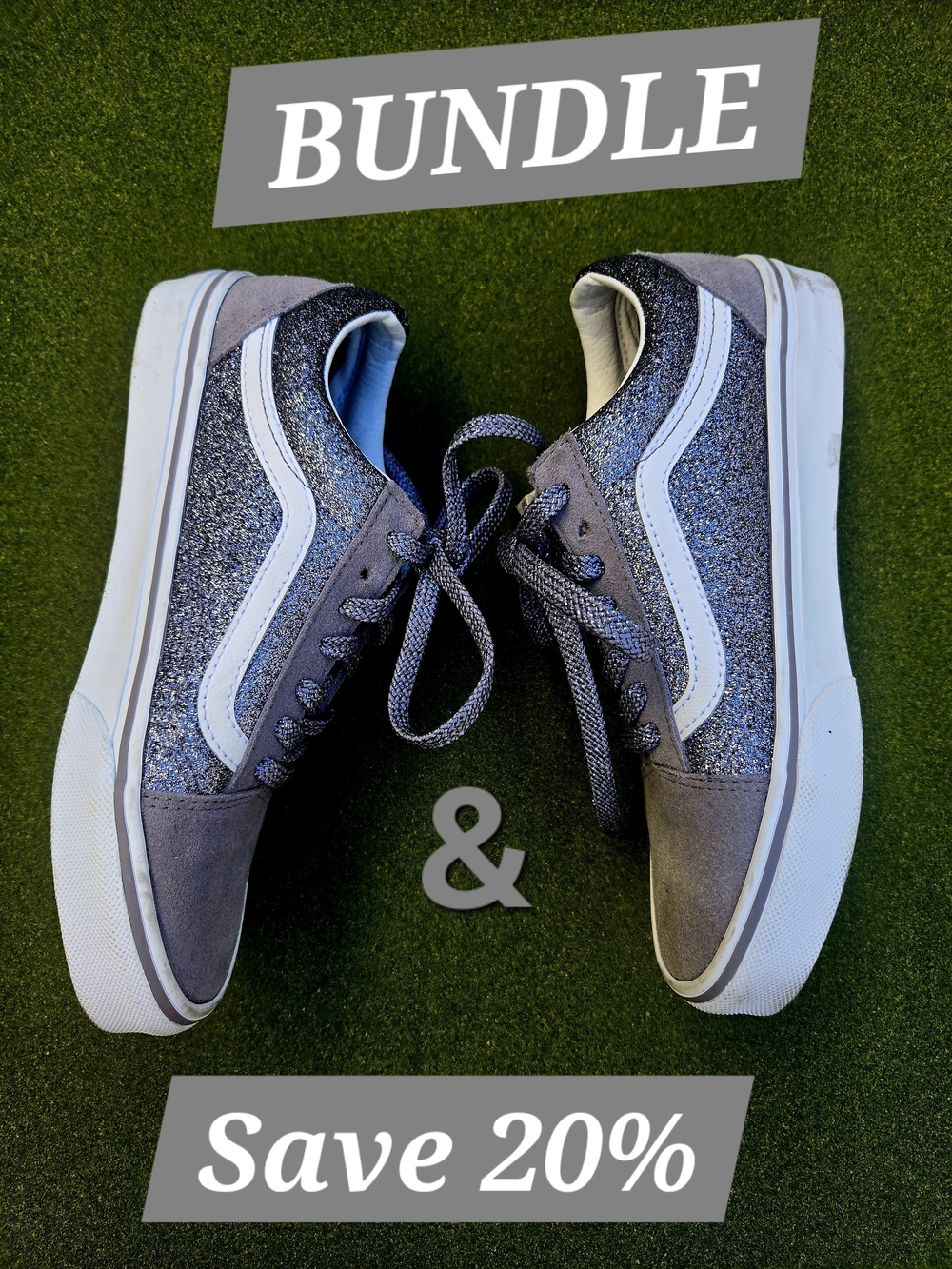 Vans 7 OLD SKOOL Glitter Low-Top Sneakers GREAT TREAD SPARKLY Y2K SKATER VIBES - Picture 10 of 14